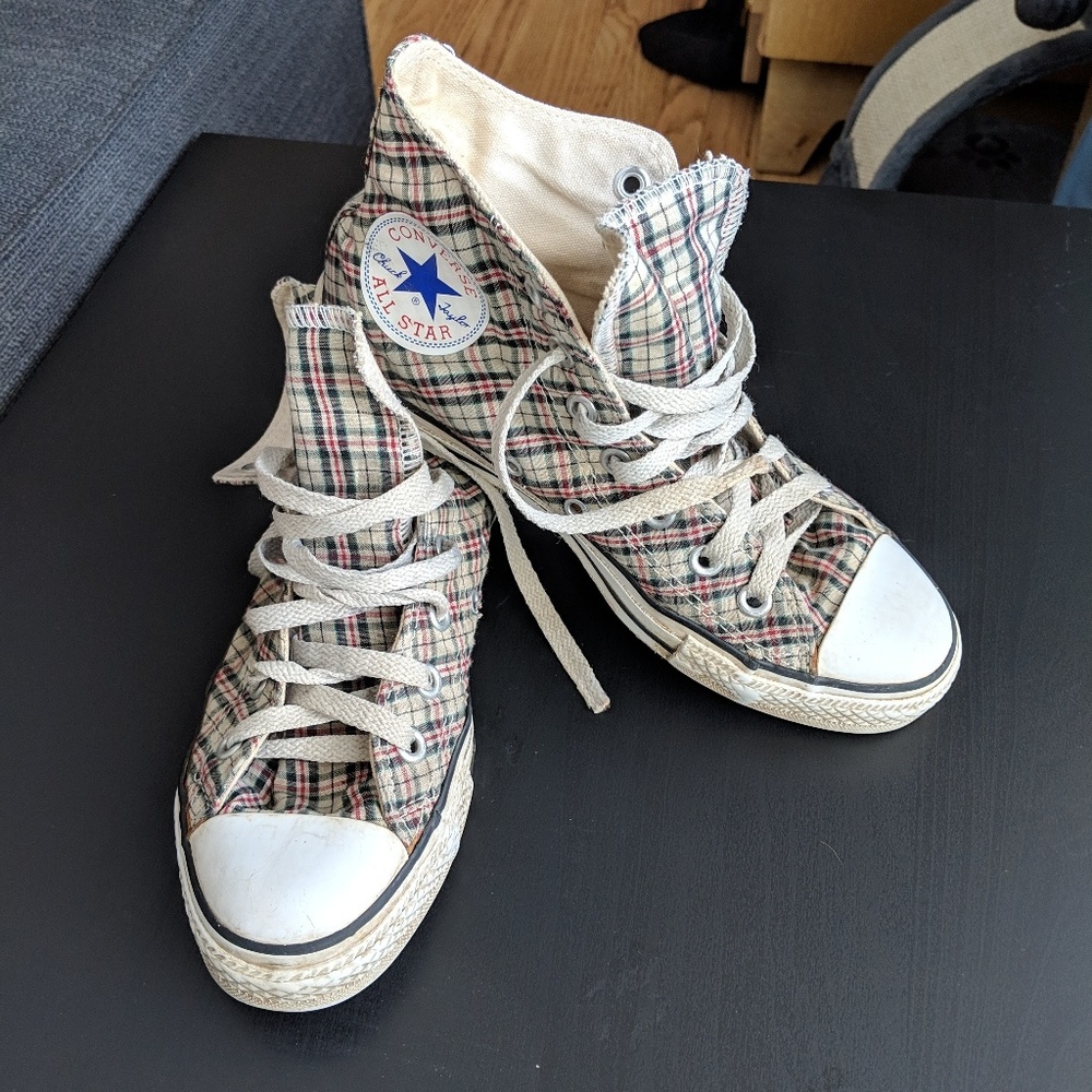 SOLD    Retro 90s Plaid Converse High Tops